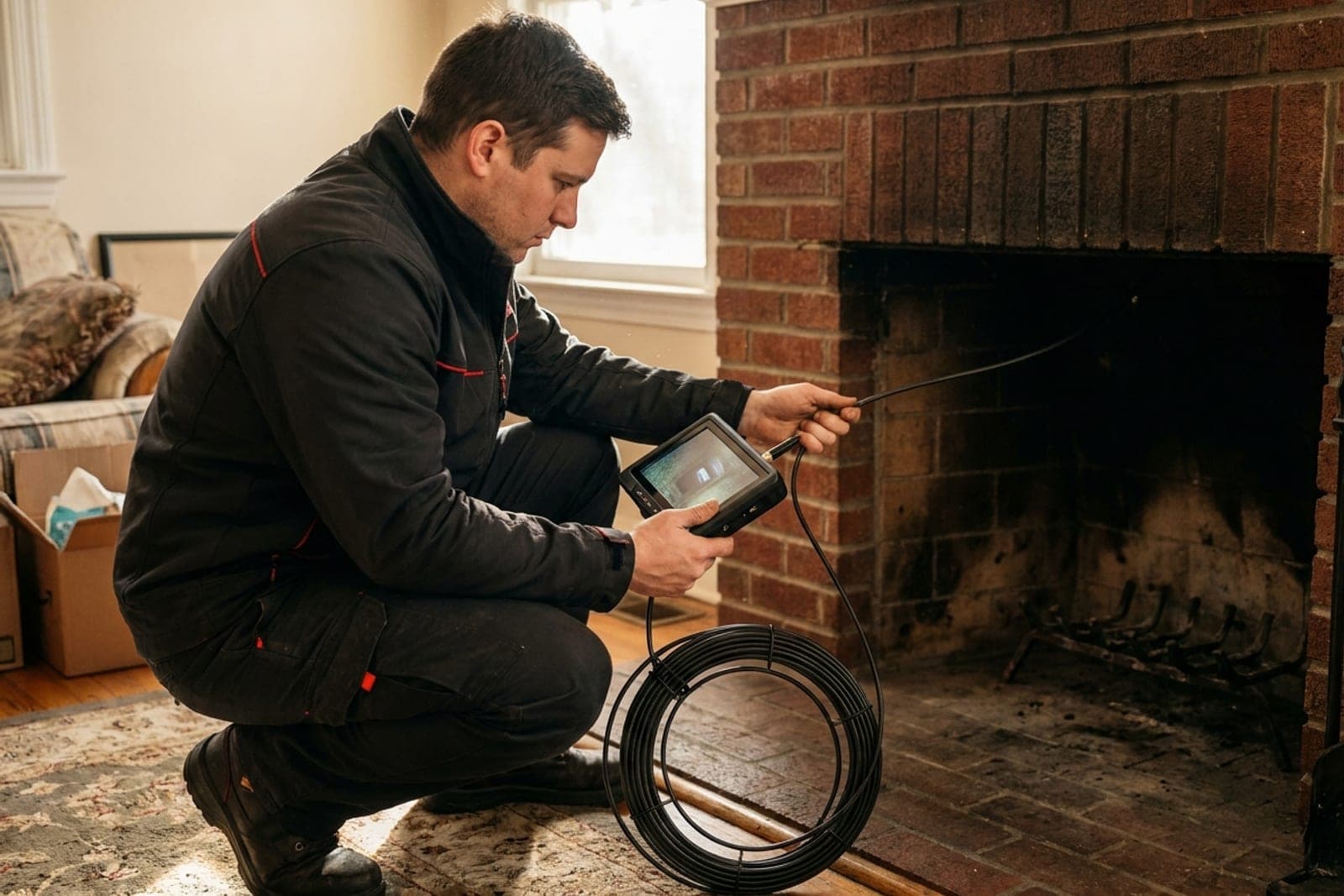 Chimney Inspection in New Jersey — chimney inspection with a flue camera